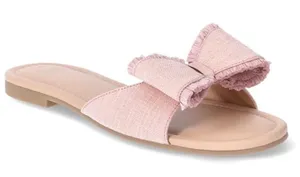 Time and Tru Women's Raffia Bow Slide Sandals thumbnail 1