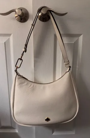 Kate Spade‎ Knott Medium Hobo Bag Parchment White Pebbled Leather Shoulder Bag thumbnail 1