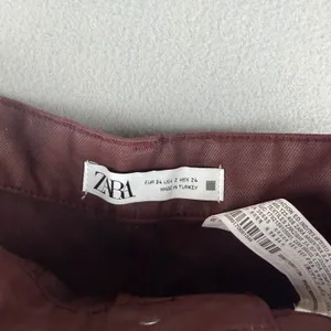 Zara Womens High Waisted Coated Shorts Burgundy Size 2 thumbnail 2
