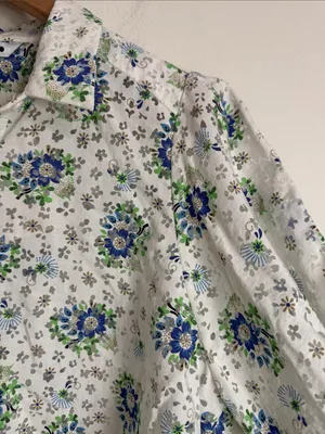 Zara Collared Button-down Balloon Sleeve Crop Blouse Burnout Floral Print size L thumbnail 5