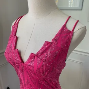 Vintage Y2K Ynes Stretchy BodyCon Mini Dress Bold Pink Glitter S thumbnail 9