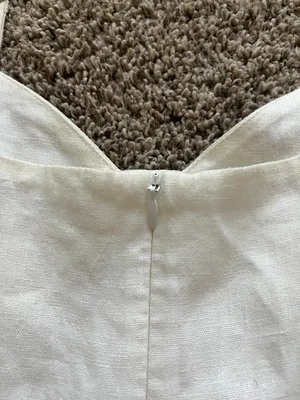 Reformation Linen Mini Dress Off White Spaghetti Straps V-Neck Button Up Size 0 thumbnail 9