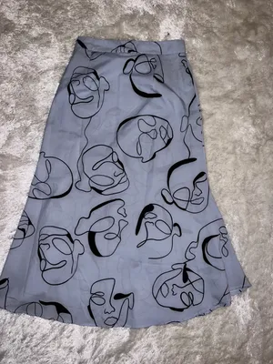 Light Blue Faces MIDI Skirt Size M thumbnail 1