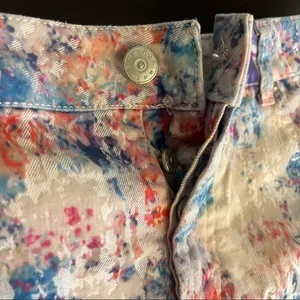 Top Shop Moto colorful distressed velvet jean shorts, button fly size 28/29(M) thumbnail 4