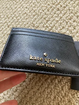 NEW Kate Spade Black Leather Card Holder Saffiano Wallet Chic Mini NWT thumbnail 6