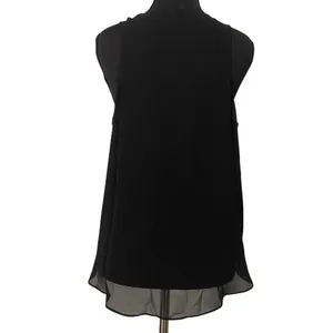 A. Byer Y2K Going Out Top Sheer Black Chiffon Layered Tunic Tank w Necklace Sz L thumbnail 9
