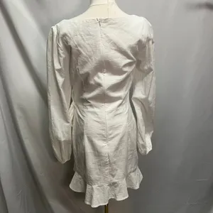 Princess‎ Polly The Villa Mini Dress Womens 8 White Long sleeve Preppy summer thumbnail 11
