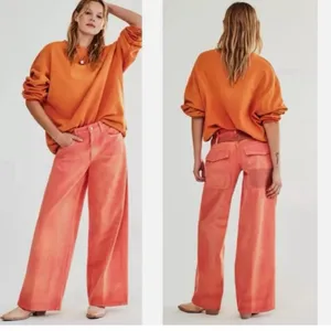 NWT WE THE FREE X FREE PEOPLE Waterfalls Baggy Wide Leg Denim Jeans Oklahoma Sun thumbnail 2