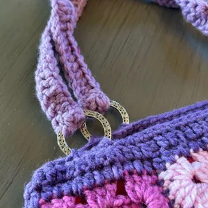 Crochet Bag Purse Knitted Tote Handbag LIned thumbnail 3