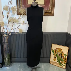Good American Black Mock Neck High Slit Midi Dress Size 3 (Large)🧡🎀 thumbnail 3