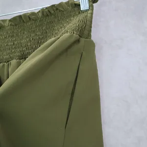Green Wide Leg Boho Comfy Pull On Straight Leg High Rise Trousers Pant S Small‎ thumbnail 6