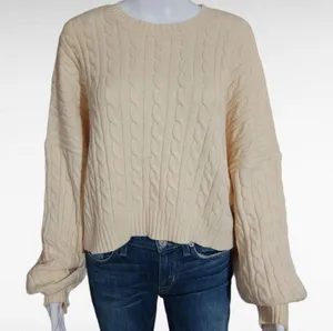 Buckle Le Lis Ivory Cable Ribbed Cropped Pullover Sweater Size Large thumbnail 2