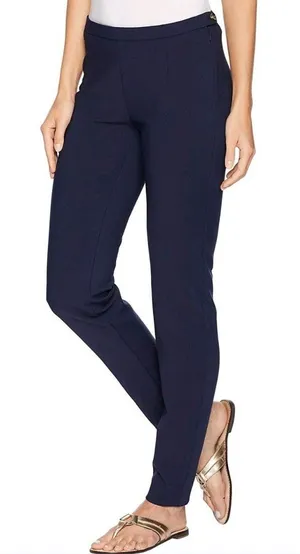 Lilly Pulitzer Alessia Stretch Dinner Pants Navy‎ Blue Side Zip 27269 Womens 14 thumbnail 1