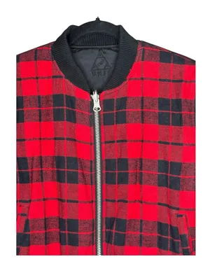 Y2K: UNIF 𖤐 Plaid Reversible Baddie Bomber Jacket 𖤐 Red Buffalo Plaid Black 𖤐 S thumbnail 4