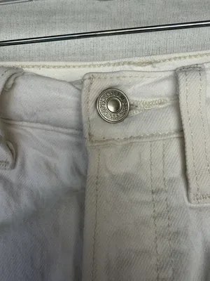 Levi's 501 White Denim High Rise Cuffed Jean Shorts 26 thumbnail 2
