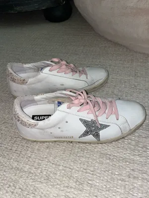 Golden Goose Super-Star Sneakers in white and pink thumbnail 5
