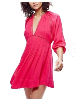 Free People Go Lightly Pink V Neck Dress thumbnail 1