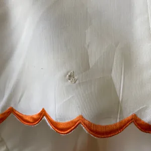 VTG Prairie Dainty Embroidered Floral Scalloped Maxi Dress XS White Orange thumbnail 4