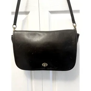 Vintage Black Leather‎ Coach Turn Lock Convertible Black Leather Y2K Classic thumbnail 2