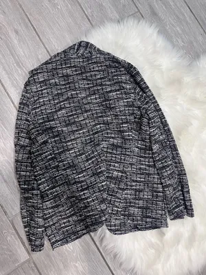Max Studio Black and White Textured Knit Blazer thumbnail 2