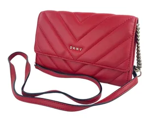 DKNY Veronica WOC Red Leather Quilted Crossbody Wallet Mini Purse Crossbody OS thumbnail 1
