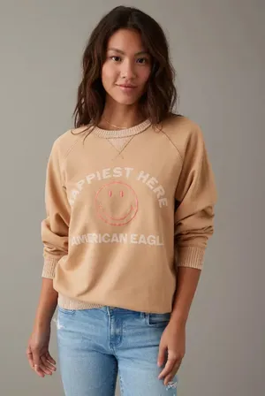 American Eagle Outfitters Seriously Lived in Graphic Sweatshirt Sand Women's XXL thumbnail 1