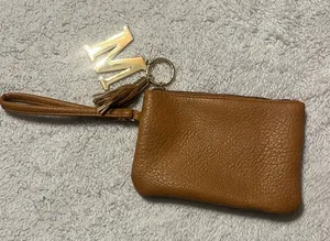 Brown Wristlet with Gold Initial Charm thumbnail 1
