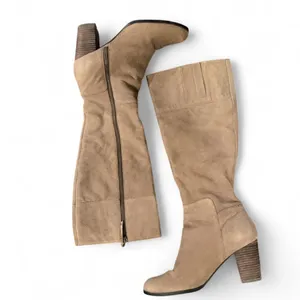 Cole Haan Gray Taupe Leather Knee High Boots Block Heel Women’s 7.5B thumbnail 2