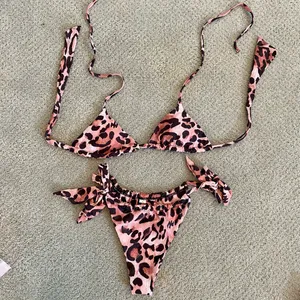 SheIn Leopard Triangle Top With Tie Side Bikini Set - Brand new, never worn! 🤎🖤 thumbnail 2