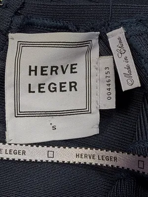 Herve Leger Karima Pacific Blue V-Neck Sleeveless Body Con Bandage Dress Small thumbnail 6