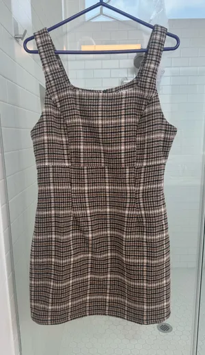 Sadie and Sage Tan Plaid Mini Dress thumbnail 1