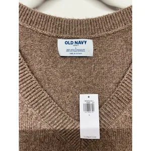 Old Navy V-Neck Sweater Vest‎ Dress Brown Knit Size Large NWT Coastal Preppy thumbnail 3