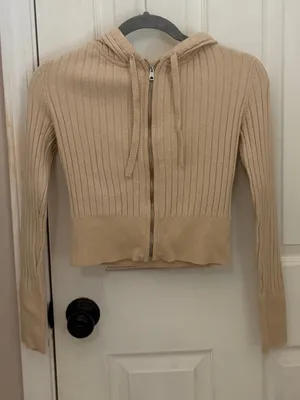 Aerie Ribbed Pant and Cropped Zip Up Sweater Set thumbnail 2
