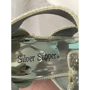 Silver‎ Slipper Sparkle Heels Front Zipper 7 Women's Reflective Heels S-340 thumbnail 9