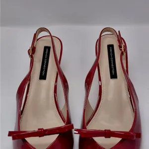 French Connection Slingback Heels Womens Size 10 Red Patent Pointed Toe Pumps thumbnail 7