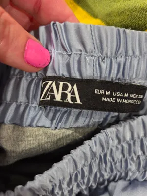 Zara Light Blue Satin Track Pants thumbnail 3