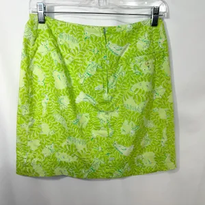 Lilly Pulitzer Size 4 Skirt VTG‎ White Label Green Animal Print Retro Cotton 464 thumbnail 2