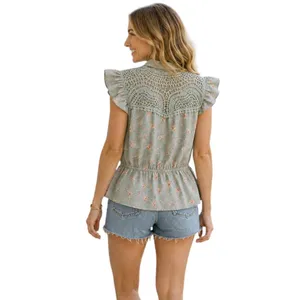 Rue21 Blue Floral Print Collared Top, S thumbnail 2