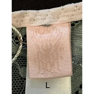 HAH Lace Bodysuit Womens Large Silver Plunge Teddy Sheer Floral Strappy Lingerie thumbnail 6
