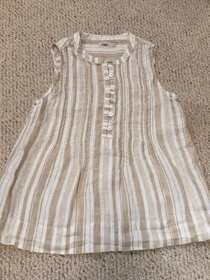 Faherty Isha Linen Tank Top XS Natural Bombay Stripe Sleeveless Coastal Boho thumbnail 8