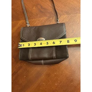 Brighton Organizer Crossbody Handbag Purce Bag Black Brown Leather Retired 7"x5" thumbnail 9