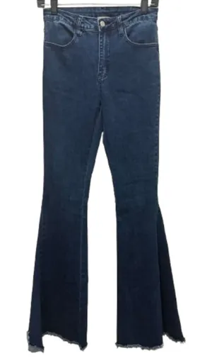 Saints & Hearts Bell Bottom Jeans Dramatic Flare Dark‎ Wash Denim Size Small thumbnail 1