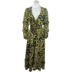 Lost + Wander Marianna Yellow Floral Ruffle Long Sleeve Prairie Maxi Dress Sz XS thumbnail 4