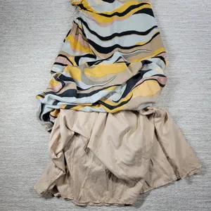 Sugarlips Lourdes Cut Out Dress Womens Large Yellow Tan Ruched Midi Silky Lined thumbnail 14