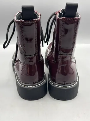 Sincerely Jules Harley Combat Boots Women's 8.5 Burgundy Leather Rugged Lug Sole thumbnail 4