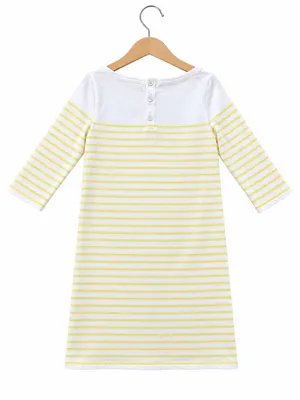 1901 Nordstrom Yellow White Striped mod Shift Dress Pockets Preppy Nautical XS thumbnail 2