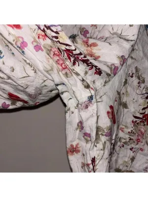 Vintage Jones New York off-white linen blend floral printed pants thumbnail 3