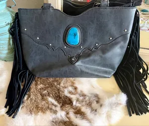 Justin Boots Black Shoulder Bag with Turquoise Accent thumbnail 1