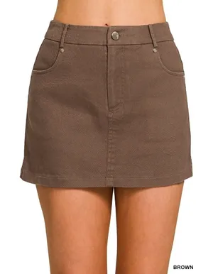 Zenana Cotton Twill‎ Lined Mini Skirts - Medium thumbnail 1