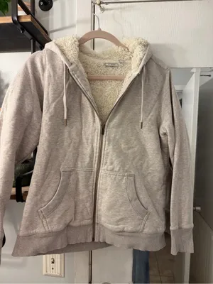 L.L. Bean Neutral Sherpa-Lined Zip Hoodie Jacket thumbnail 1